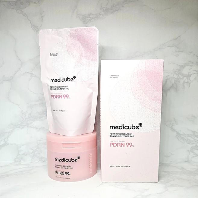 1+1 메디큐브 PDRN 핑크 콜라겐 토닝 겔 토너 패드, 2개, 70매입 - 쿠팡