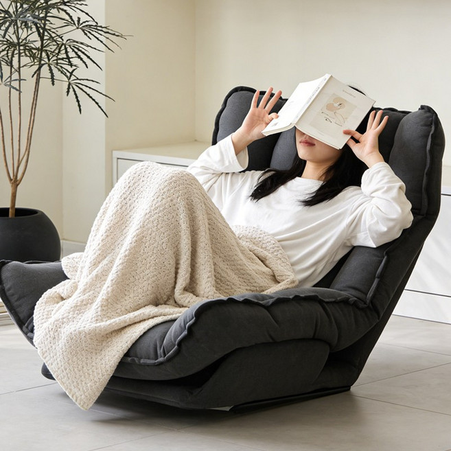 접이식 좌식 소파 1인용 바닥 소파 리클라이너 각도조절 푹신한 패브릭 쇼파 원룸 거실용, 그레이