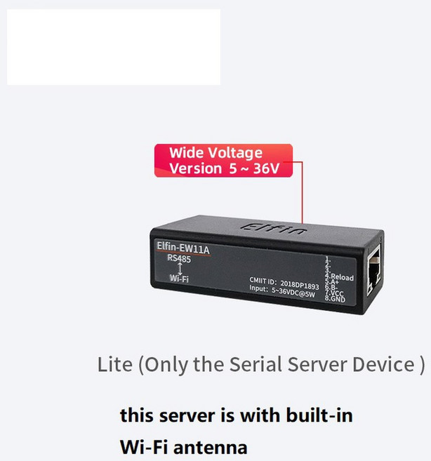 직렬 포트 RS485-WiFi 장치 서버 모듈 변환기 Elfin-EW11A-0 WiFi를 통한 Modbus 프로토콜 데이터 전송, [06] built in wifi ATN, 1개