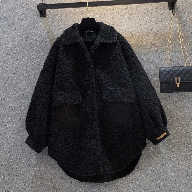 羊羔毛中長款外套 加厚棉服大衣