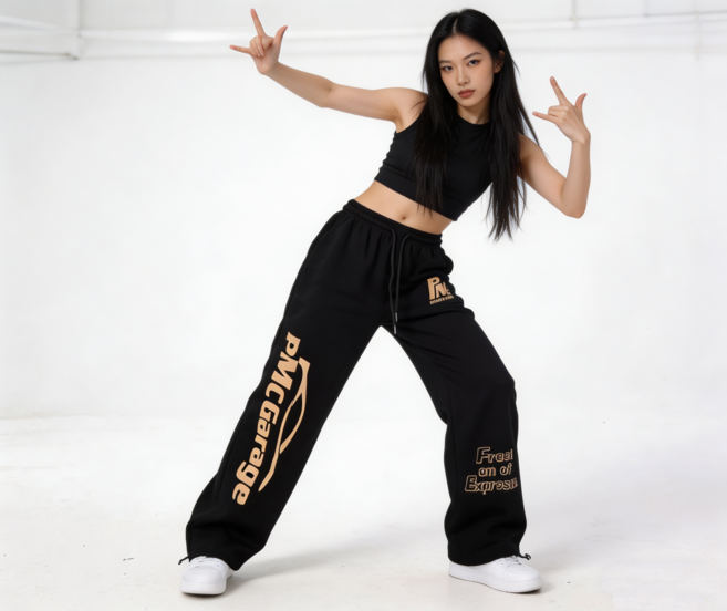 이지로지엑스 루즈핏 라인댄스바지 힙합 팬츠 스포츠댄스복하의 줌바댄스복 디디댄스 조거팬츠