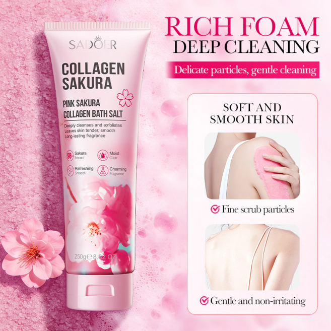 1+1 향좋은 핑크 사쿠라 콜라겐 배쓰 솔트 딥 클렌징 각질제거 벚꽃 bathsalt, 4개, 250g