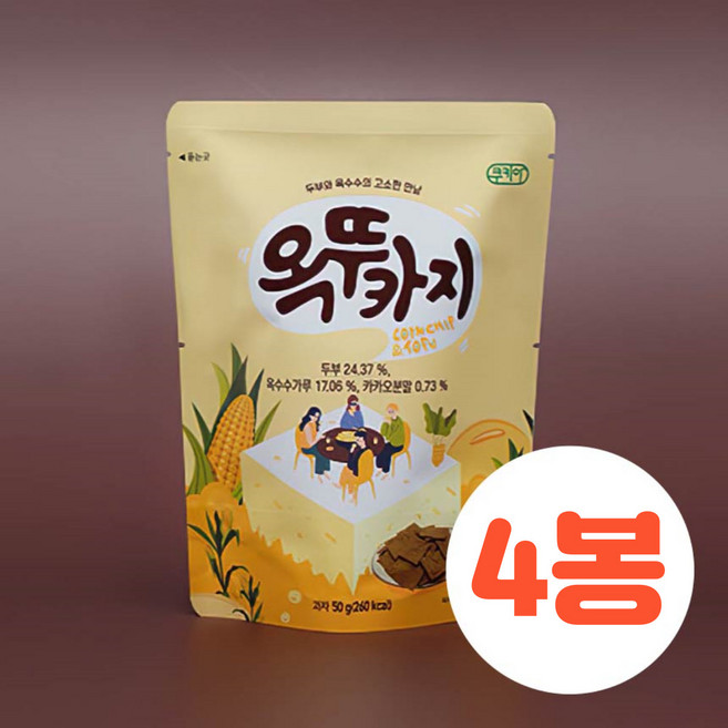 쿠키아 옥뚜카지50g 뚜부과자 두부과자, 50g, 4개