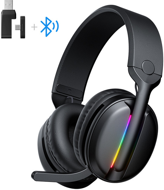 Mankiw맨큐 2.4G무선 게이밍 헤드셋 3모드 연결 가상 7.1 채널 최신 블루투스 5.4 X15, 블랙