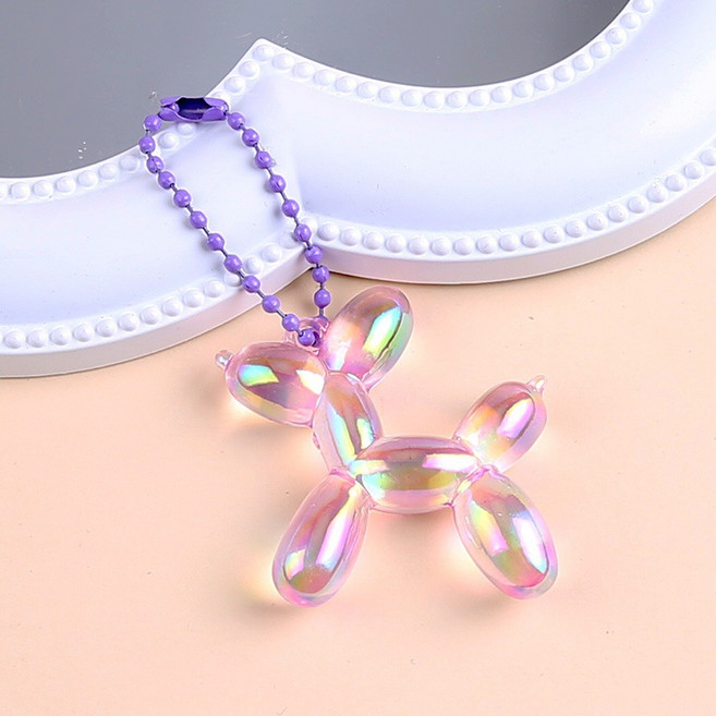 귀여운 풍선 강아지 아크릴 키링 가방 키홀더 우정 선물용 데일리 포인트 참장식, 퍼플, 1개