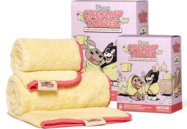 허레이 초극세사 반려동물 크리미 펫타월, 1개