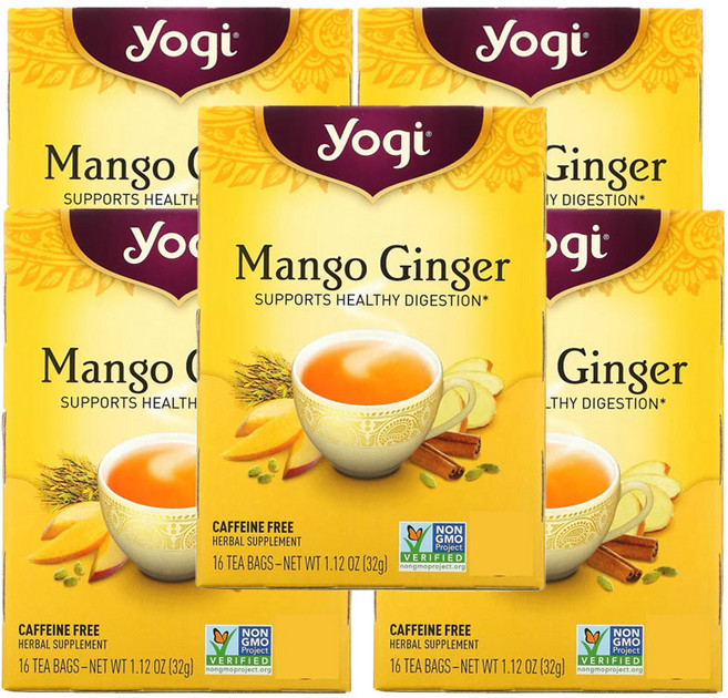 요기티 망고 진저 생강 카페인프리 티백, 2g, 16개입, 5개
