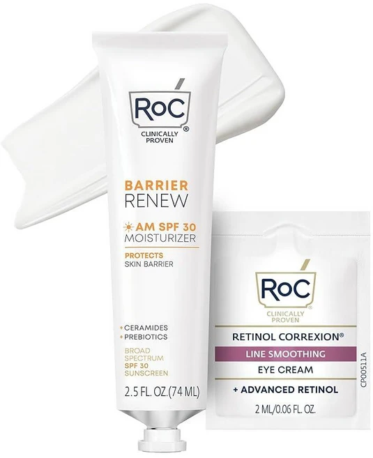 RoC Barrier Renew 데이 크림 SPF 30 피부 장벽을 보호하기 위한 세라마이드 및 프리바이오틱스가 함유된 모이스처라이저 레티놀 아이 크림 패킷 포함, Barrier Renew Day Cream, 1, 74ml - 쿠팡