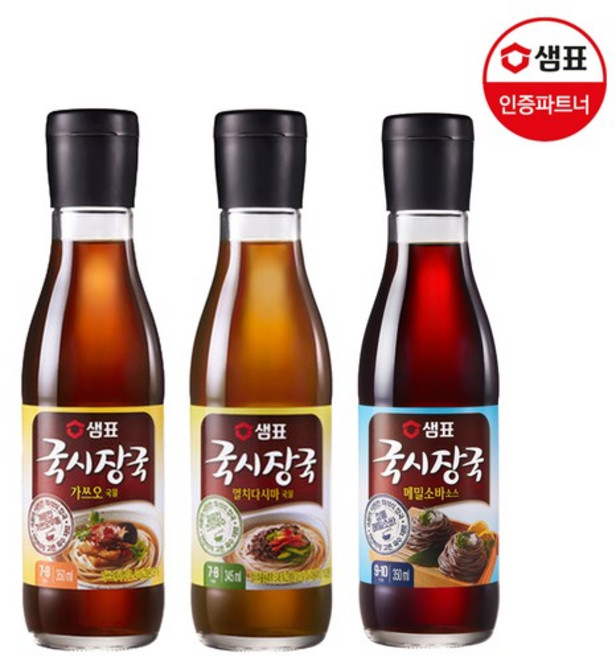 국시장국 3종 3개 골라담기/ 멸치다시마/가쓰오/메밀소바, 350ml