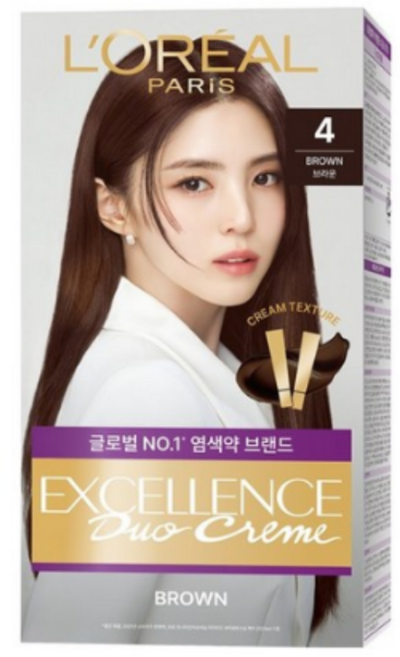 로레알파리 엑셀랑스 크림 염모제, 4 BROWN, 1개