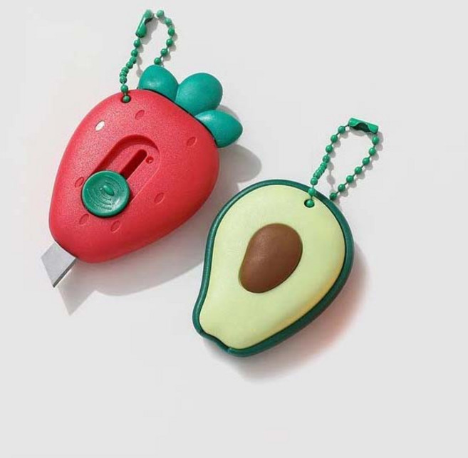 언박싱 택배칼 딸기 아보카도 / 미니 커터칼 휴대용 키링, 1개, 언박싱 택배칼-B.아보카도