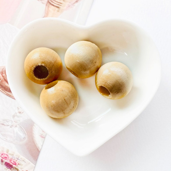 국내제작) 20mm 빅사이즈 컬러 나무구슬 우드구슬 (4p), 내추럴