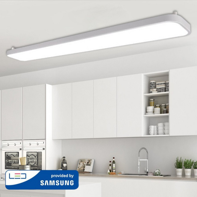 LED 초슬림 주방등 60W 삼성칩 조명 플리커프리 주광색 (설치 설명서), 화이트