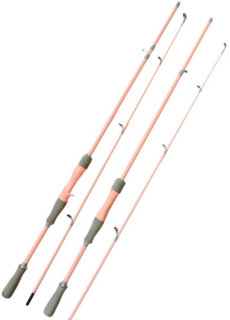 路亞竿 單竿 槍柄 直柄 海竿 路滑竿 雷強竿 中快調 泛用竿, 粉色高配直柄單杆,2.4