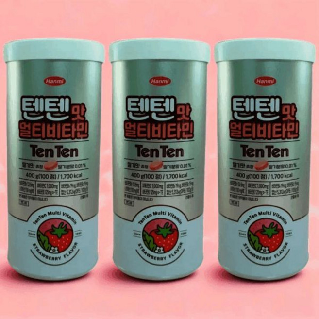 텐텐영양제 한미약품텐텐 딸기맛 츄정 400g 100정 3개 멀티비타민 비타민젤리 청소년 키즈 607749