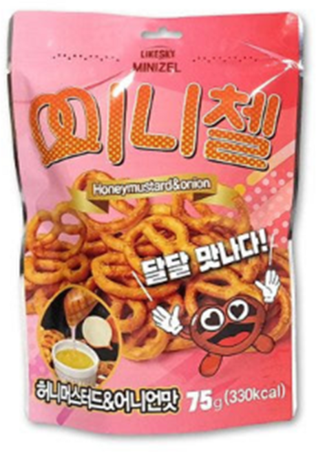 미니첼 허니머스타드 앤드 어니언 75g 프레첼 과자 스낵 간식, 4개