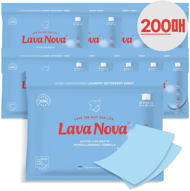 라바노바 고농축 시트형 겸용 세탁세제, 20매입, 10개