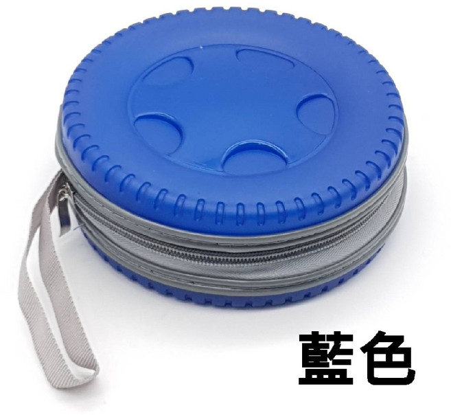 造型收納包 單個-40片裝 圓形輪胎造型拉鏈款 CD包/CD收納/CD收藏 (5色可挑), 藍色, 1個
