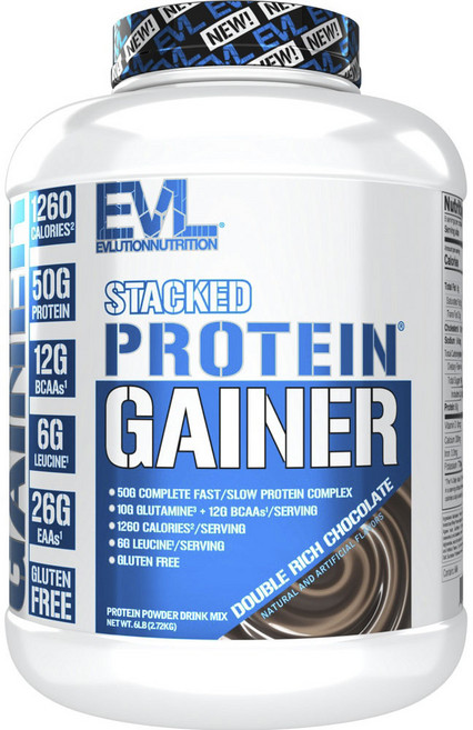EVLUTIONNUTRITION Stacked Protein Gainer能量蛋白 濃郁巧克力風味, 1個, 2.72kg