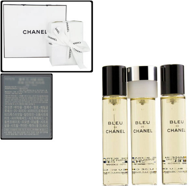 [선물포장+쇼핑백] 블루 드 샤넬 EDP 트위스트 앤 스프레이 (리필 20ml x 3개), 3개