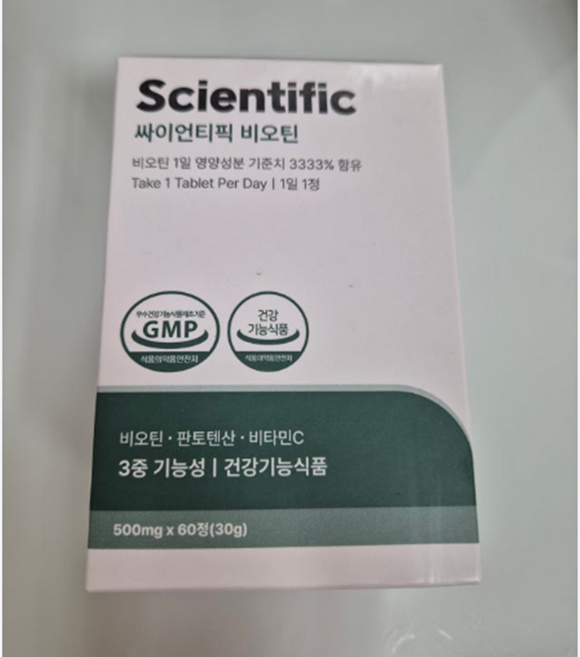 싸이언티픽 비오틴 500mg 판토텐산 비타민 C 바나바잎 크롬 아연 맥주효모 콜라겐 유산균, 60정, 1개