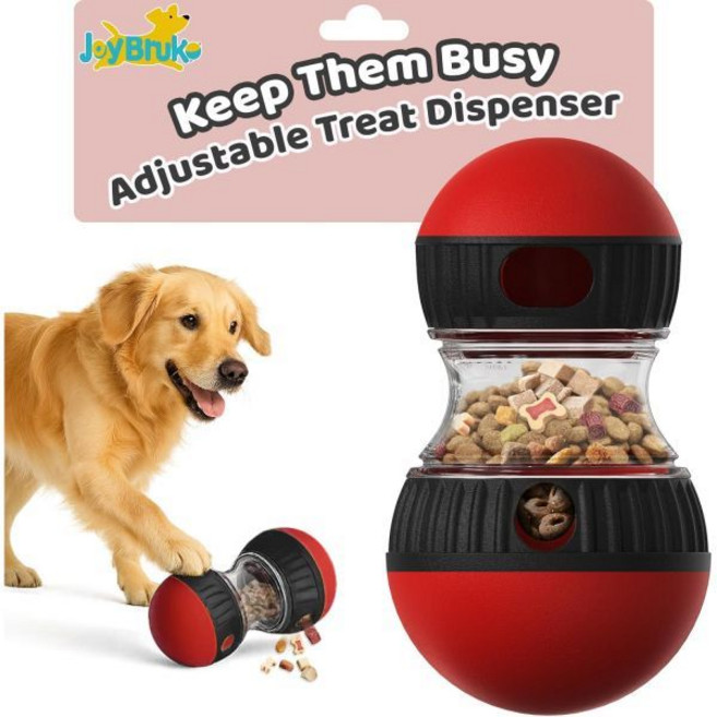 인터랙티브 강아지 간식 퍼즐 장난감 배급 인지 장난감으로 강아지를 바쁘게 유지시켜줍니다. 조절 가능한 피더로 똑똑한 강아지용 인지력 향상 소형·중형·대형 견종용 빨간색, Red