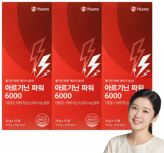 휴온스 아르기닌 파워 6000 L-아르지닌 블루베리맛 액상 45일분 15포 3박스, 15회분