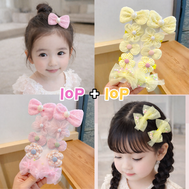 주포어유 공주님 귀여운 리본 꽃 헤어 집게 핀