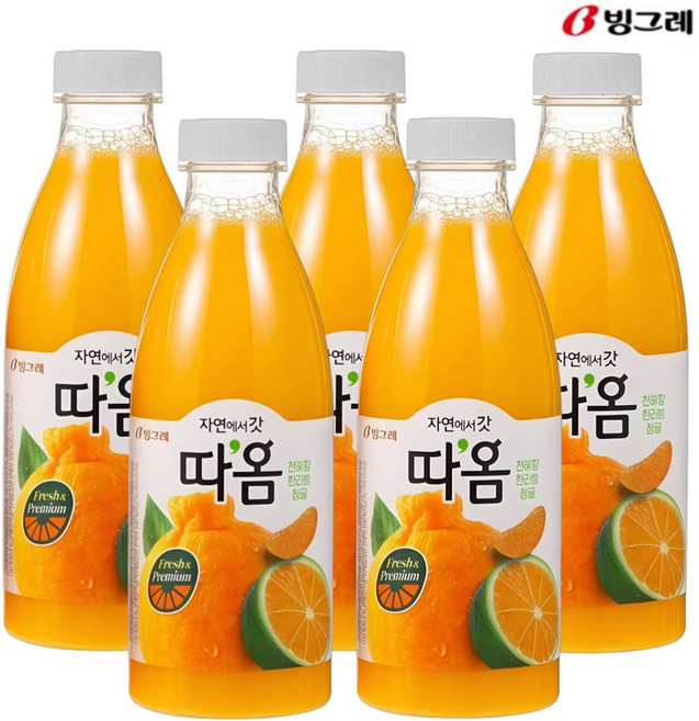 빙그레 따옴 천혜향 & 한라봉 &청귤 주스 730ml(5입) 냉장주스, 730ml, 5개