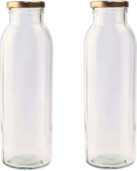 가인글로벌 우유병500 유리병 골드캡, 500ml, 2개