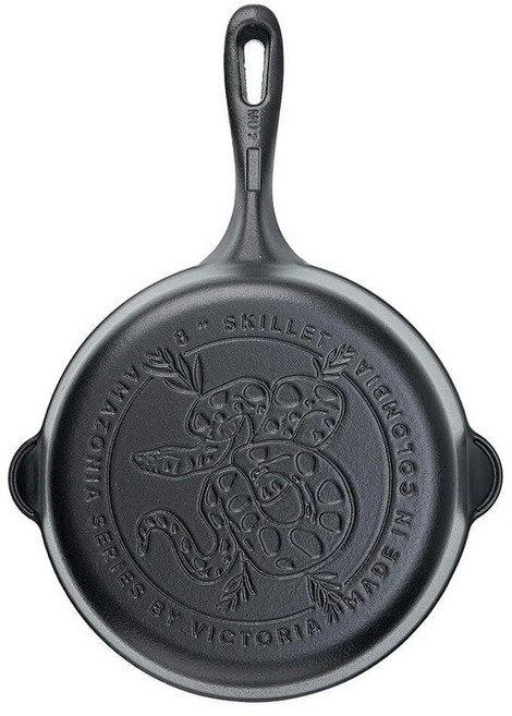 Victoria Cookware 16.5cm(6.5인치) 아마존 주철 프라이팬 캐스트 디자인의 장식용 미리 시즈닝 프라이팬 콜롬비아 피라냐에서 제작, 8인치