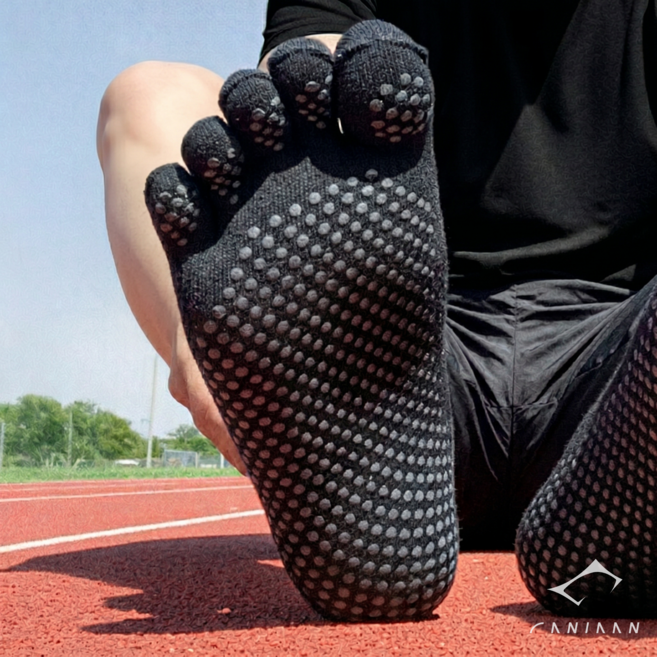 카니언 밸런스 안티슬립 토삭스 스포츠 발가락 양말, 중목, 1개, 블랙