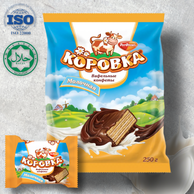 Waffles KOROVKA MILK 코로브카 밀크 와플 250g, 1개