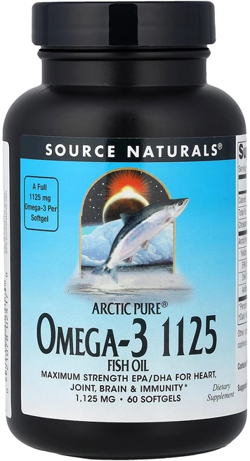 Source Naturals Arctic Pure® 오메가3 피쉬 오일 1 125mg 소프트젤 60정 Naturals (소스 내추럴스), 1개 - 쿠팡