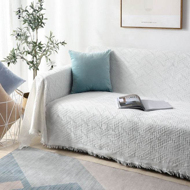 [100%원사] 커버무드 부드러운 패브릭 소파 커버, 1개, 헤링본 화이트