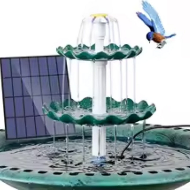 태양광 정원 야외 마당 분수대 장식 조류 먹이에 완벽한 3단 리플 디자인의 태양열 분수 및 새 목욕 세트, blackish green
