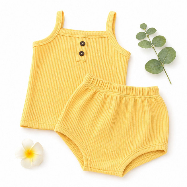 솜사탕 나시 아기 실내복 상하세트 민소매 여름 나시 아동 신생아 내의 상하복 백일