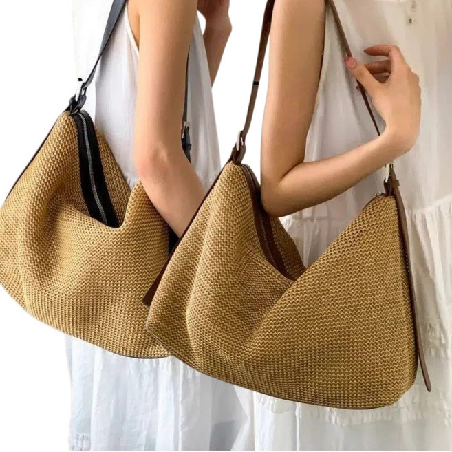 Yumico 대용량 여성가방 고급 여름 바캉스 숄더백 비치백 길이조절 토트백 데일리 여행용 에코백 라탄 백 왕골 가방