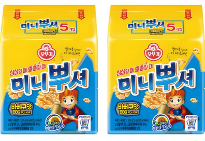 오뚜기 미니뿌셔 바베큐맛 5p, 275g, 10개