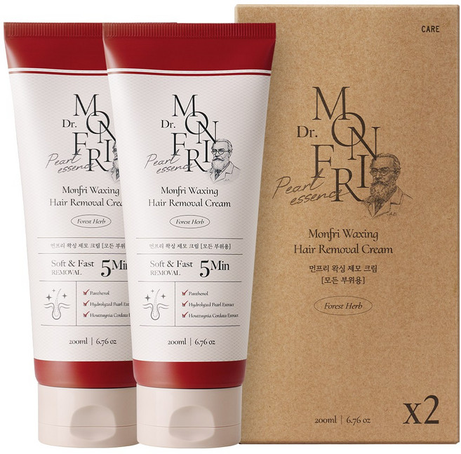 저자극/톤업 먼프리 판텔라 민감성 왁싱 제모 톤업 크림 포레스트 허브 향, 2개, 200ml