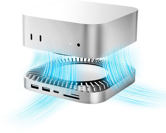 MOVESPEED DK5A1 USB C 도킹 스테이션 NVMe SSD 확장 4K HDMI 10Gbps SD TF 카드리더기 3.5mm 오디오 Mac mini M4 M4 Pro 호환, 은색, 1개