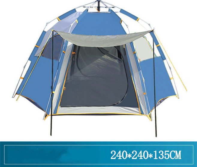 원터치자동텐트 오토6 육각텐트 240*240*135CM/260*260*140CM, 240CM, 블루