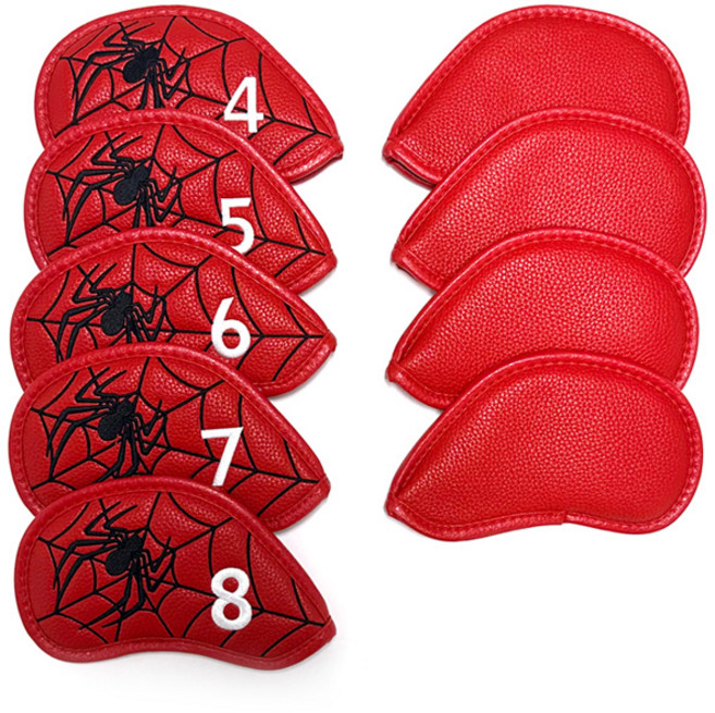 [스포틴] 스파이더 헤드 커버 (드라이버/우드/유틸/아이언), 아이언커버 9종세트(레드), 1개