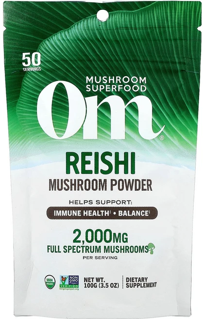 옴 머쉬룸 영지버섯 100프로 인증 버섯 분말 100g(3.5oz), 1개, 100g - 쿠팡
