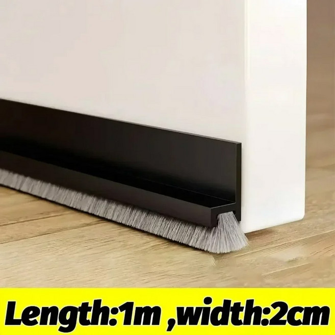 도어 씰링 스트립 자체 접착 하단 갭 곤충 방지 브러시 테이프, 03 2M(2Strips), 03 Black, 1개