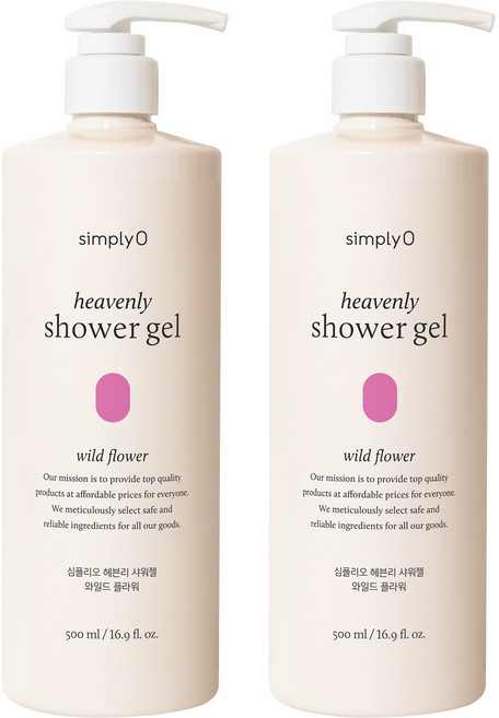 [비건라이프] 심플리오 헤븐리 샤워젤 와일드 플라워, 500ml, 8개