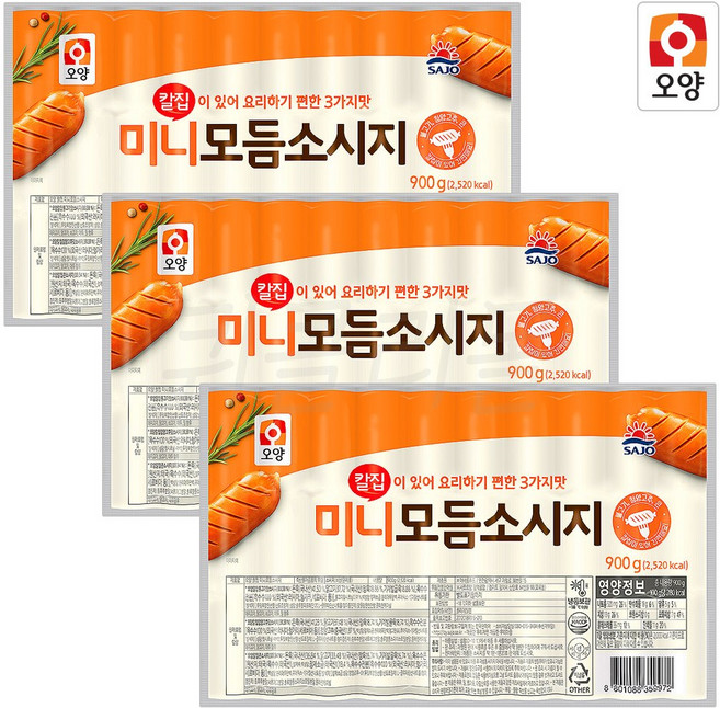 팔도맛쟁이 사조오양 칼집 미니 모듬소시지, 900g, 3개