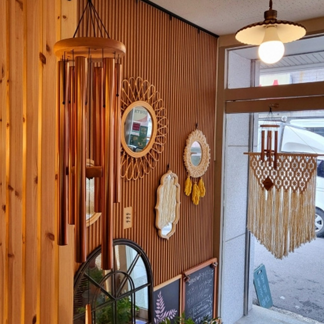 오로벨 샹그릴라의 석양 브론즈 풍경종 윈드차임 발코니소품 힐링소품, +커튼레일J고리