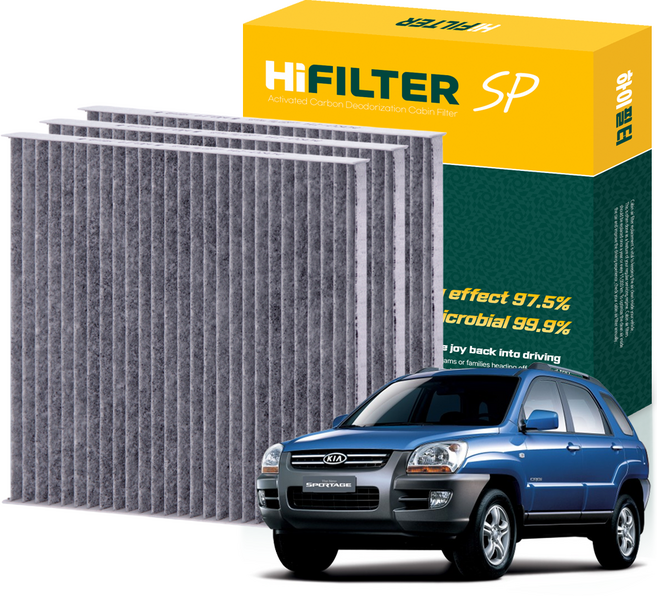 하이필터 기아 자동차 스포티지 활성탄 에어컨필터, 3개, 뉴 스포티지 (JE KM) HI-D004