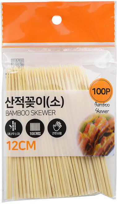 비브랜드 꼬치요리 나무스틱 12cm 긴 이쑤시개 산적 떡꼬치용 긴 이쑤시개 대나무 꼬챙이